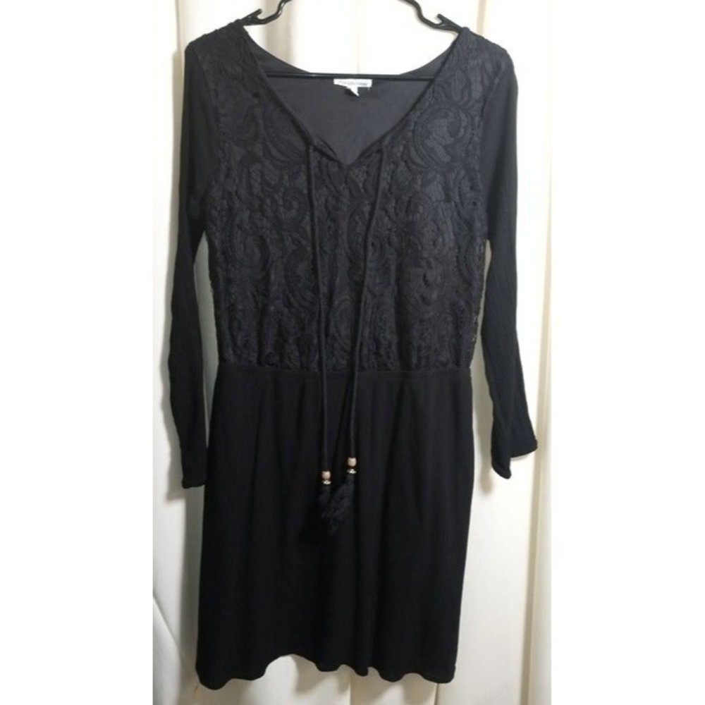 Charlotte‎ Russe Size Large Lace and Gauze Look Black Dress NEW W/OUT TAGS